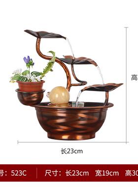 高档风轮招财纯铜流水饰品摆件水客厅公办室循环水乔装迁新居礼品