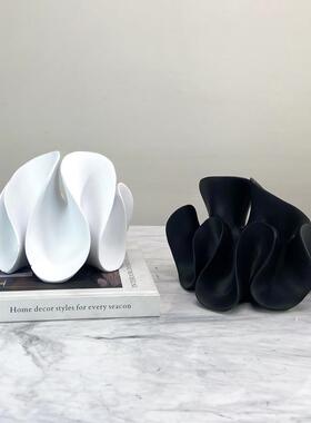 波浪形树脂摆件现代轻奢玄关装饰品样板房酒店民宿软装摆设