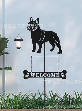 跨境热卖金属特大狗狗提灯地插户外庭院装饰工艺品摆件公园风向标