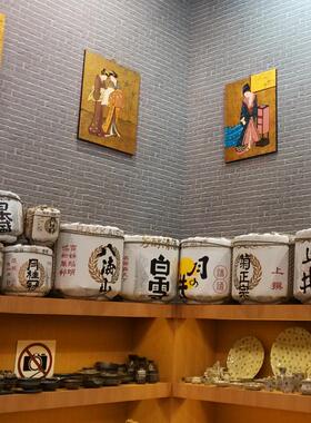日清本盛PLZ店酒桶白鹤装饰酒桶料理酒樽酒酒店桶寿司日式装饰酒