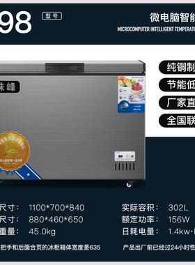 全冷冻冰柜家用小型卧式冷柜商用冷冻柜节能租房工厂一级能效