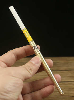 老式黄铜三用烟斗男士过滤旱烟袋锅子两用便携清洗型烟嘴烟杆摆件