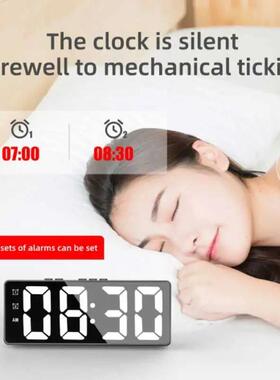 LED Electronic Mirror Alarm Clock Digital Clock Sound Contro