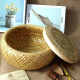 Bamboo woven bird's nest household round egg basket with lid living room creative storage basket tea can bamboo products bamboo basket basket