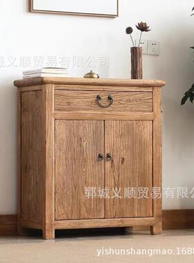 榆CGP木明清古厅典关酒柜餐实木边柜储老物柜玄柜门柜子榆木板厨