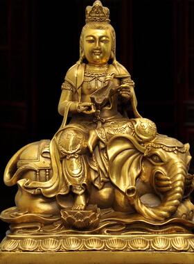 全铜文殊普贤菩萨摆件寺庙铜像菩佛像摆件本命佛家居用供奉工艺品