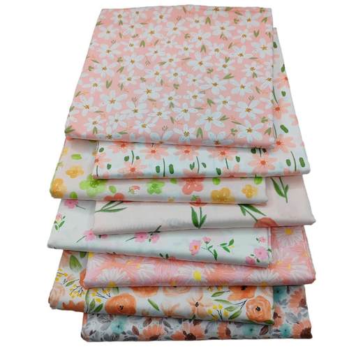 新品全棉斜纹印花布料DIY手工拼布春夏粉色花系纯棉碎花床品面料 - 图3