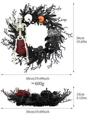 万圣节花环万圣节装饰品挂件家居装饰门饰鬼节骷颅骨门挂新款