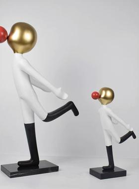 极简大理石底座创意吹代泡DS8590X泡翘腿小简人约样板房客现厅酒