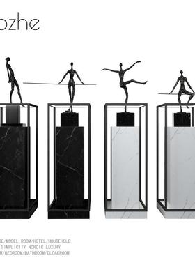 样板房饰售楼处摆CTI件酒店型大堂厅大落地雕塑石墩大理石底客座