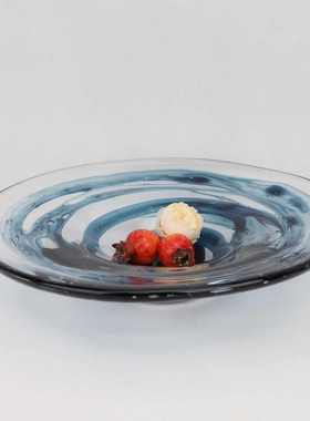 简约现代琉璃果盘摆件样板房办公室家居客厅轻奢茶几软装饰品摆件