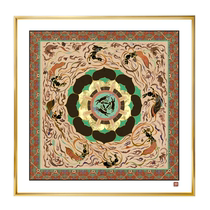 (with mounted framed) illustrator Fang Nan (Dunhuang Three Rabbit common ear lotus flower algae well pattern) limited edition painting