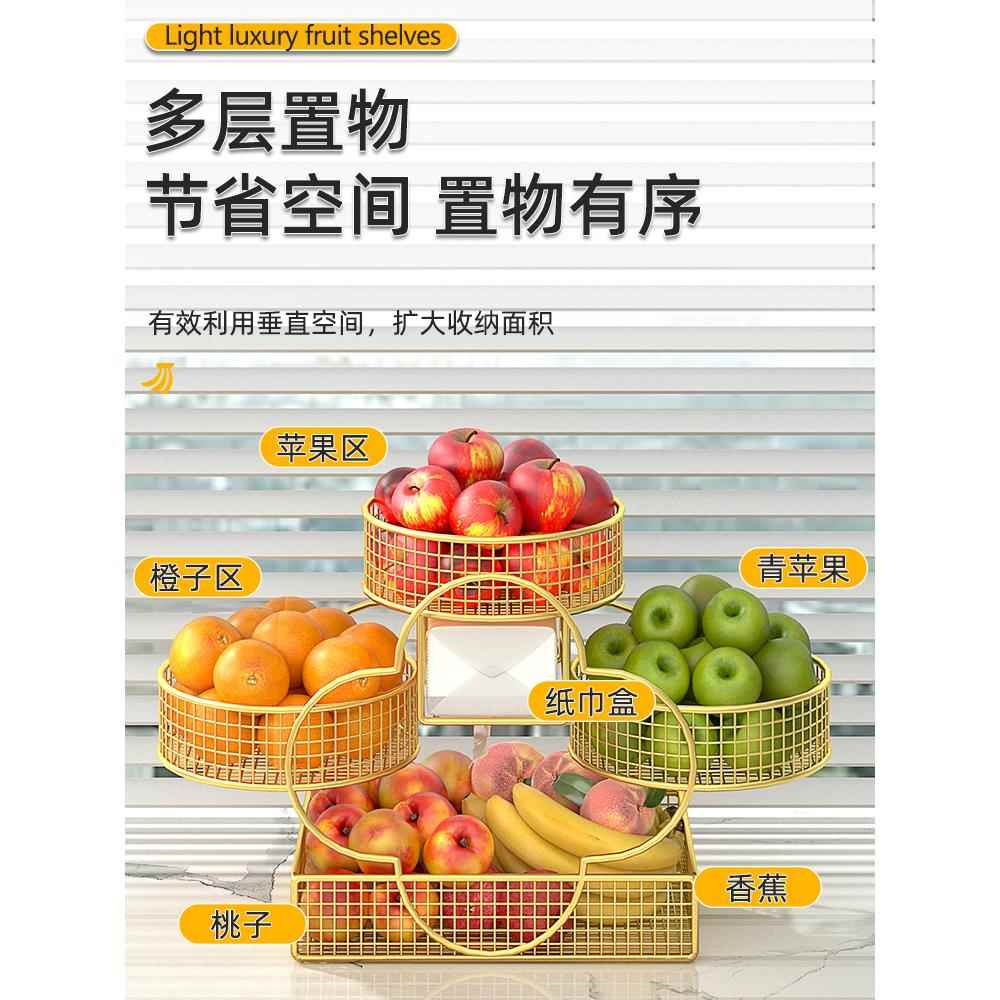 2025新款水果盘客厅茶几家用收纳筐多层置物轻奢高档零食摆放果篮 - 图0