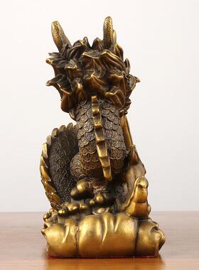黄铜祥龙摆件生肖龙铜龙汉龙办公室客厅工艺品桌面龙腾四海龙年