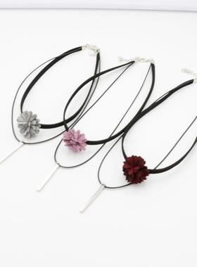 时尚韩版简约黑色蕾丝花边项链