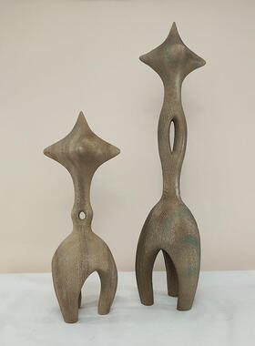 简约现代侘寂风树脂几何黑色摆件样板房售楼处酒店大厅民宿装饰品