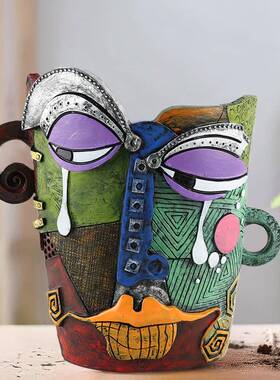 亚马逊毕加索摆件抽象人脸花盆野兽派插花家居种植花盆摆件