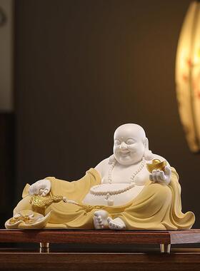 陶瓷招财弥勒佛菩萨佛像摆件大肚开心笑佛客厅玄关办公室装饰品