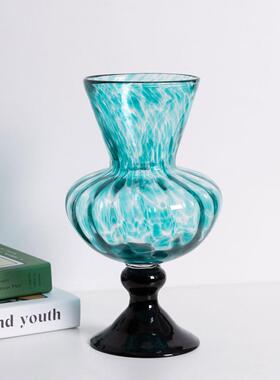 新款直销复古风中古洒金琉璃高脚复古中古法式老货高级艺术风灯花