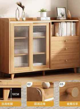 实木色餐柜客厅置物柜茶水柜边柜家用厨房靠墙收纳柜柜子收纳柜