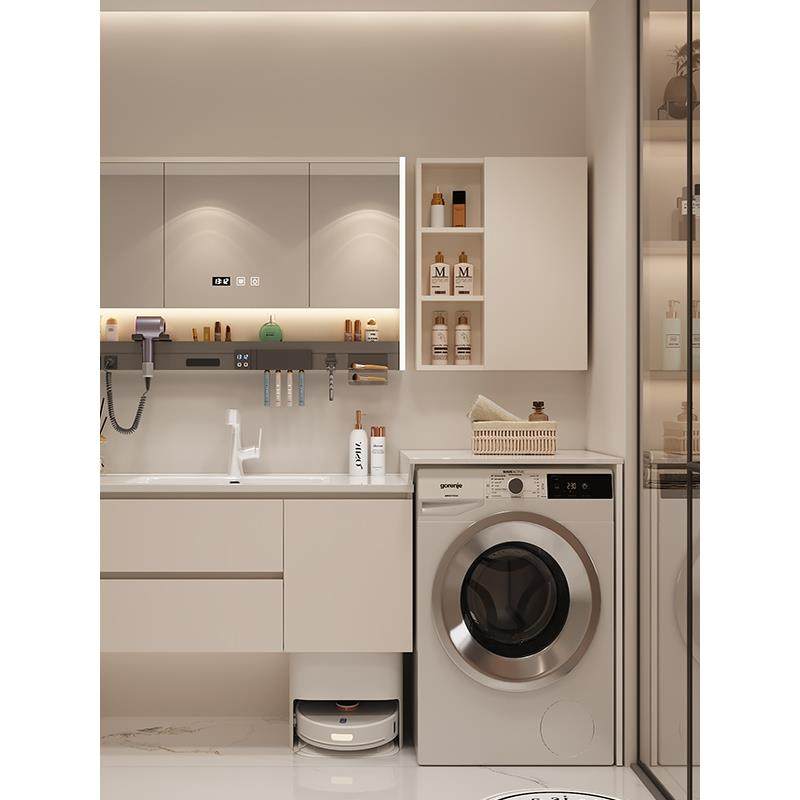 陶瓷一体盆洗衣机柜组合现代简约浴室柜卫生间洗手台洗脸盆柜岩板,淘宝优惠券,粉丝福利购,淘宝优惠卷