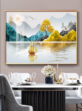 餐厅装饰画温馨山水画背景墙现代无障碍豪华风格客厅挂画餐厅壁画