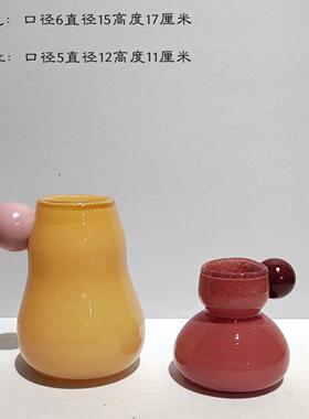 奢现1910代中古风玻璃花瓶样摆板房软饰品件桌轻面插花工艺品装摆