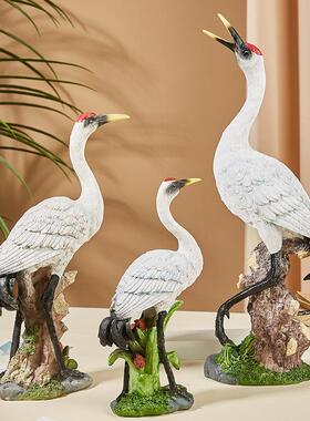 户外树脂仿真仙鹤摆件动物模型雕塑花园庭院水池造景布置装饰道具