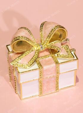 方金属珐琅彩首饰盒形AB2004小饰摆件婚七宝烧蝴蝶结礼创意品收纳