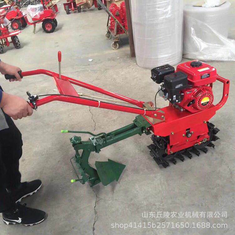 Multifunctional pastoral management machine, small household chain-type crawler tiller, hand-pushed farmland trenching machine