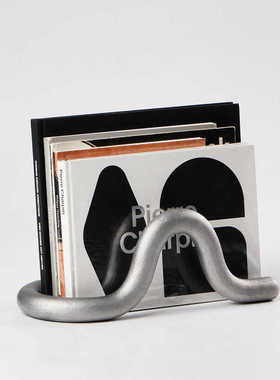 北欧风格波浪线条书立书档摆件样板间书房客厅桌面进口家居配饰