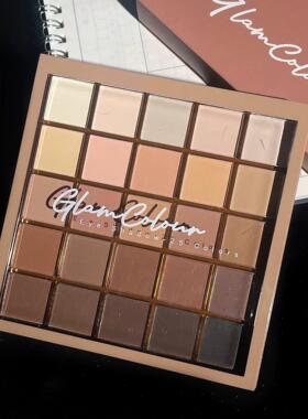 正品全哑光Glam Colour魔法色彩25色眼影盘ins超火平价拿铁大地色