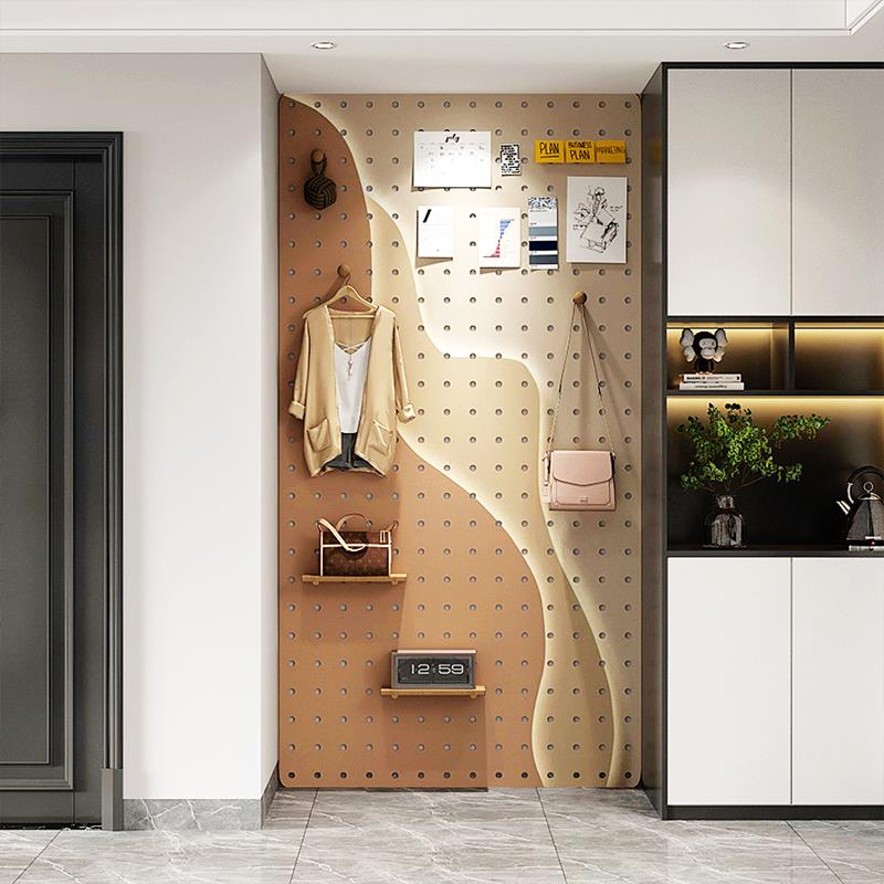 Pure solid wood hole board custom entrance entrance to block the meter box creative wall hanging board decoration storage rack