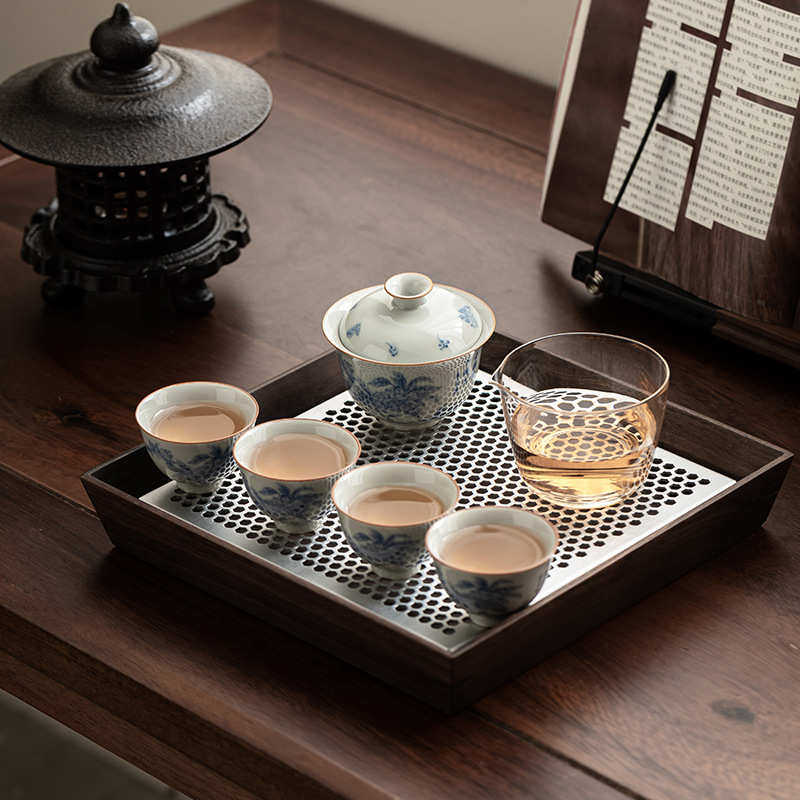 Ru Kiln Travel Tea Set Outdoor Portable Gaiwan Kung Fu Tea Maker Company Opening Event Souvenir Set