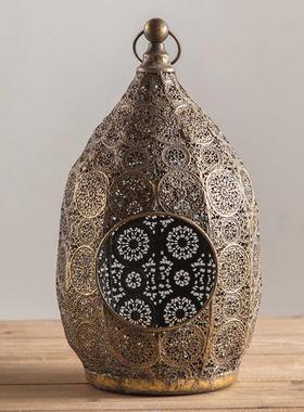 美式镂空雕花烛台复古铁艺摆件民宿客厅玄关浪漫气氛布置酒吧饰品