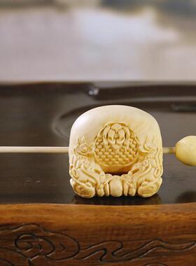 现货黄杨木雕刻木质双龙图案带薪摸鱼打工人功德套装玩趣静心木鱼