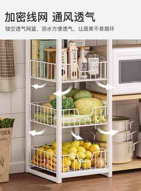 厨房置物架落地多层菜篮子收纳柜微波炉烤箱柜子储物柜橱柜餐边柜