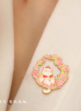 宫廷猫胸针国风高颜值金属饰品猫猫小徽章独立卡纸包装北京纪念品