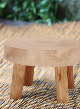 阳台高脚凳实木绿植多肉庭院植物凳板凳高脚凳阳台多肉木质小凳子