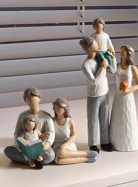 温馨跨境亲子桌面摆件客厅电视柜办公室酒柜高级感家居树脂装饰品