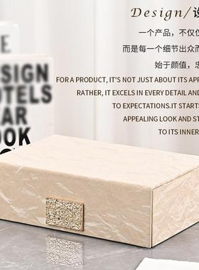皮革装饰盒家居收纳饰品新中式饰品摆件木制漆器首饰盒收纳盒子