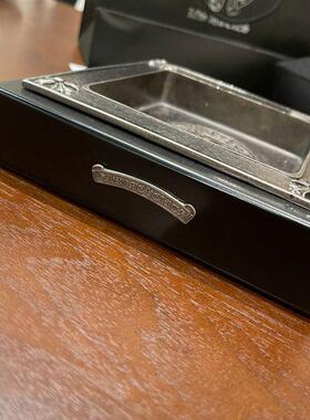 十字架浮雕 手工黄铜镀银做旧实木底座 方形烟灰缸礼品装饰摆件