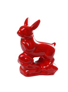 高档瓷红蛇生肖摆件客厅装陶饰玄关办公桌新式书办公中家居饰品摆