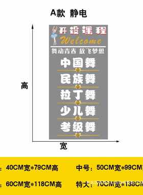 舞蹈艺术培训班玻璃门透明静电贴画 舞蹈工作室橱窗广告装饰墙贴