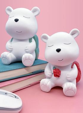 树脂摆件北欧女孩现代潮品化妆刷笔筒收纳盒家居轻奢装饰小