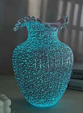 高档L3生14 花夜光粉饰色浪花口小众清新风瓶装摆件女送礼物家居