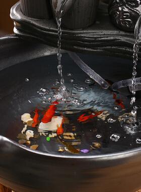 2026财源滚滚招财流水喷泉鱼缸摆件循环水水车办公室桌面客厅乔迁