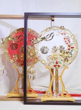结婚新娘团扇透明展示盒亚克力保存框创意装饰摆台高级感简约相框
