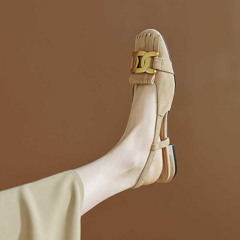 2022年新款夏季低跟方头流苏包头凉鞋女平底鞋时尚百搭软底,淘宝优惠券,粉丝福利购,淘宝优惠卷