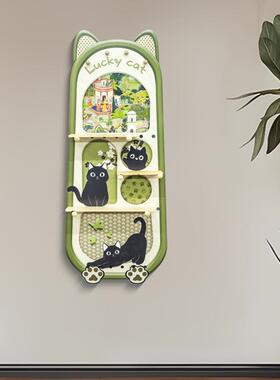 轻奢猫咪洞洞板墙面挂板收纳架入户玄关装饰画客厅置物架50120